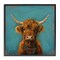 Stupell Industries Highland Cow on Blue Framed Giclee Wall Art Design by LSR Design Studio